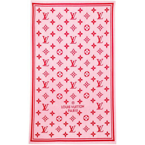 Louis Vuitton Drap Bain Pink Red Escale Monogram Classic Logo Bath Beach Towel